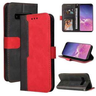 For Samsung Galaxy S10 Business Stitching-Color Horizontal Flip PU Leather Case with Holder & Card Slots & Photo Frame(Red)