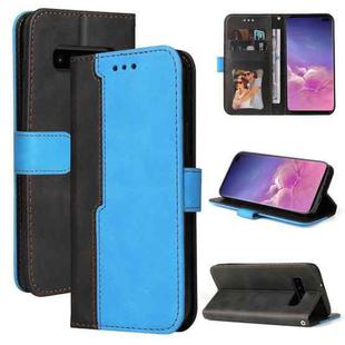 For Samsung Galaxy S10 Business Stitching-Color Horizontal Flip PU Leather Case with Holder & Card Slots & Photo Frame(Blue)