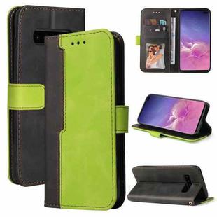 For Samsung Galaxy S10+ Business Stitching-Color Horizontal Flip PU Leather Case with Holder & Card Slots & Photo Frame(Green)