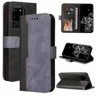 For Samsung Galaxy S20 Ultra Business Stitching-Color Horizontal Flip PU Leather Case with Holder & Card Slots & Photo Frame(Grey)