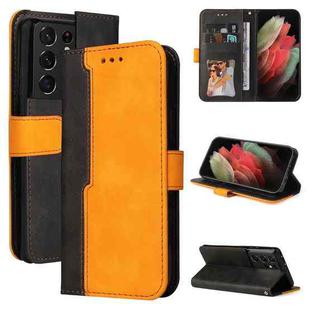 For Samsung Galaxy S21 Ultra 5G Business Stitching-Color Horizontal Flip PU Leather Case with Holder & Card Slots & Photo Frame(Orange)