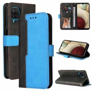 For Samsung Galaxy A12 5G / M12 / F12 5G Business Stitching-Color Horizontal Flip PU Leather Case with Holder & Card Slots & Photo Frame(Blue)