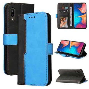 For Samsung Galaxy A20 / A30 Business Stitching-Color Horizontal Flip PU Leather Case with Holder & Card Slots & Photo Frame(Blue)