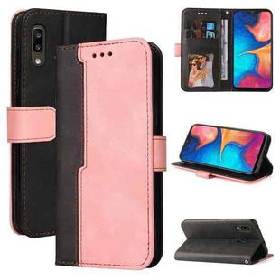 For Samsung Galaxy A20 / A30 Business Stitching-Color Horizontal Flip PU Leather Case with Holder & Card Slots & Photo Frame(Pink)