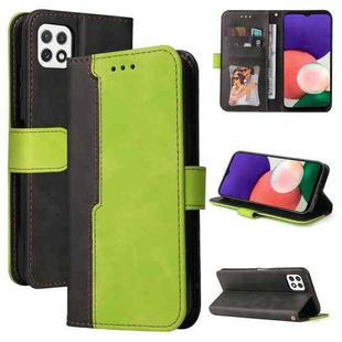 For Samsung Galaxy A22 5G Business Stitching-Color Horizontal Flip PU Leather Case with Holder & Card Slots & Photo Frame(Green)