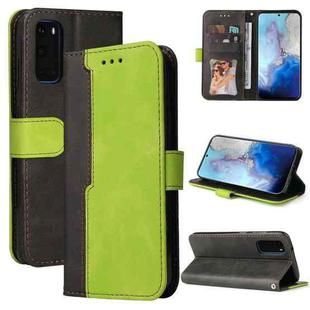 For Samsung Galaxy S20 Business Stitching-Color Horizontal Flip PU Leather Case with Holder & Card Slots & Photo Frame(Green)