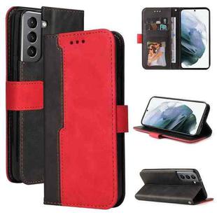 For Samsung Galaxy S21 5G Business Stitching-Color Horizontal Flip PU Leather Case with Holder & Card Slots & Photo Frame(Red)