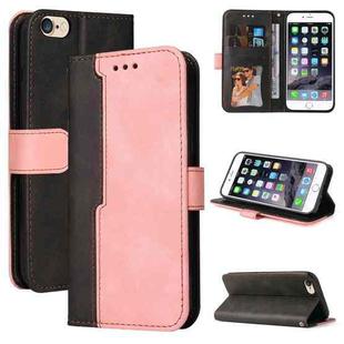 For iPhone SE 2022 / SE 2020 / 8 / 7 Business Stitching-Color Horizontal Flip PU Leather Case with Holder & Card Slots & Photo Frame(Pink)