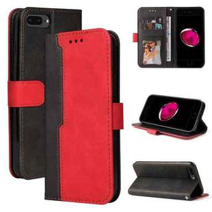 Business Stitching-Color Horizontal Flip PU Leather Case with Holder & Card Slots & Photo Frame For iPhone 8 Plus / 7 Plus(Red)