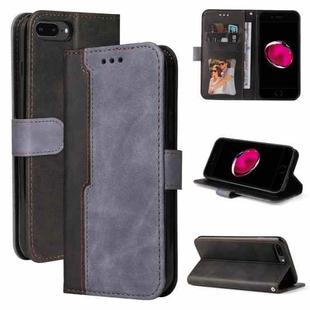 Business Stitching-Color Horizontal Flip PU Leather Case with Holder & Card Slots & Photo Frame For iPhone 8 Plus / 7 Plus(Gray)