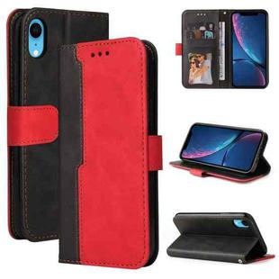 For iPhone X / XS Business Stitching-Color Horizontal Flip PU Leather Case with Holder & Card Slots & Photo Frame(Red)