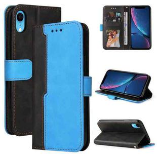 For iPhone X / XS Business Stitching-Color Horizontal Flip PU Leather Case with Holder & Card Slots & Photo Frame(Blue)