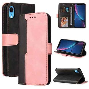 For iPhone XS Max Business Stitching-Color Horizontal Flip PU Leather Case with Holder & Card Slots & Photo Frame(Pink)