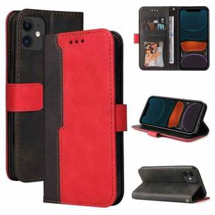 For iPhone 11 Business Stitching-Color Horizontal Flip PU Leather Case with Holder & Card Slots & Photo Frame (Red)
