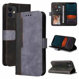 For iPhone 11 Business Stitching-Color Horizontal Flip PU Leather Case with Holder & Card Slots & Photo Frame (Gray)