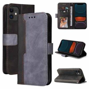 For iPhone 11 Pro Max Business Stitching-Color Horizontal Flip PU Leather Case with Holder & Card Slots & Photo Frame (Gray)