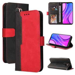 For Xiaomi Poco M2 / Redmi 9 Business Stitching-Color Horizontal Flip PU Leather Case with Holder & Card Slots & Photo Frame(Red)