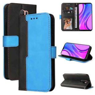 For Xiaomi Poco M2 / Redmi 9 Business Stitching-Color Horizontal Flip PU Leather Case with Holder & Card Slots & Photo Frame(Blue)