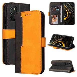 For Xiaomi Redmi 9T/9 Power/Note 9 4G/Poco M3 Business Stitching-Color Horizontal Flip PU Leather Case with Holder & Card Slots & Photo Frame(Orange)