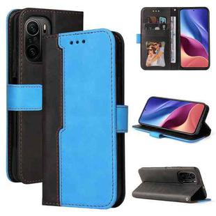 For Xiaomi Redmi K40/K40 Pro/Poco F3/Mi 11i Business Stitching-Color Horizontal Flip PU Leather Case with Holder & Card Slots & Photo Frame(Blue)