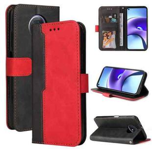 For Xiaomi Redmi Note 9T / Note 9 5G Business Stitching-Color Horizontal Flip PU Leather Case with Holder & Card Slots & Photo Frame(Red)