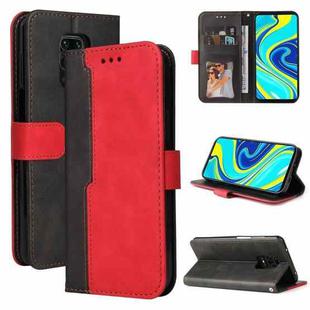 For Xiaomi Redmi Note 9S/Note 9 Pro/Note 9 Pro Max Business Stitching-Color Horizontal Flip PU Leather Case with Holder & Card Slots & Photo Frame(Red)