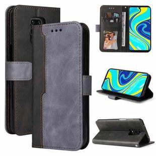 For Xiaomi Redmi Note 9S/Note 9 Pro/Note 9 Pro Max Business Stitching-Color Horizontal Flip PU Leather Case with Holder & Card Slots & Photo Frame(Gray)