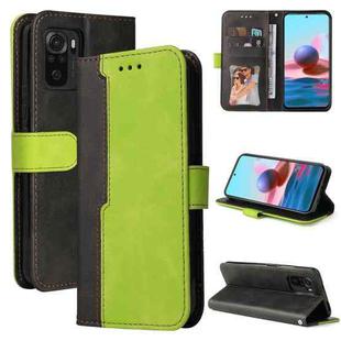 For Xiaomi Redmi Note 10 4G Business Stitching-Color Horizontal Flip PU Leather Case with Holder & Card Slots & Photo Frame(Green)