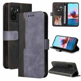 For Xiaomi Redmi Note 10 4G Business Stitching-Color Horizontal Flip PU Leather Case with Holder & Card Slots & Photo Frame(Gray)