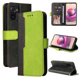 For Xiaomi Redmi Note 10 5G / Poco M3 Pro Business Stitching-Color Horizontal Flip PU Leather Case with Holder & Card Slots & Photo Frame(Green)