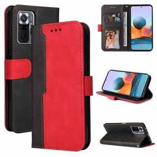For Xiaomi Redmi Note 10 Pro / Note 10 Pro Max Business Stitching-Color Horizontal Flip PU Leather Case with Holder & Card Slots & Photo Frame(Red)