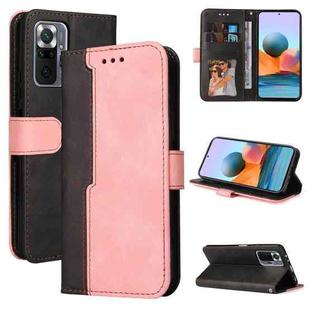 For Xiaomi Redmi Note 10 Pro / Note 10 Pro Max Business Stitching-Color Horizontal Flip PU Leather Case with Holder & Card Slots & Photo Frame(Pink)