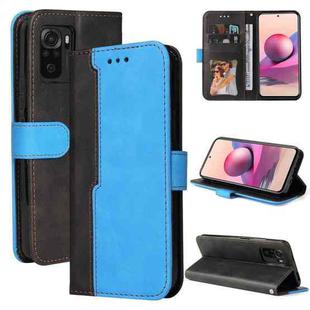 For Xiaomi Redmi Note 10S Business Stitching-Color Horizontal Flip PU Leather Case with Holder & Card Slots & Photo Frame(Blue)