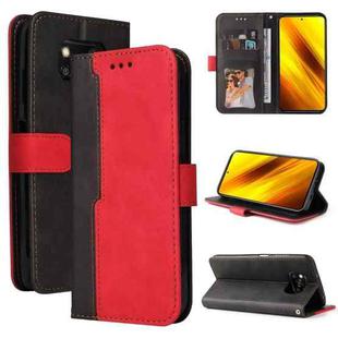 For Xiaomi Poco X3 / X3 Pro / X3 NFC Business Stitching-Color Horizontal Flip PU Leather Case with Holder & Card Slots & Photo Frame(Red)