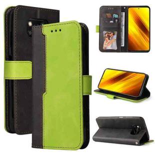 For Xiaomi Poco X3 / X3 Pro / X3 NFC Business Stitching-Color Horizontal Flip PU Leather Case with Holder & Card Slots & Photo Frame(Green)