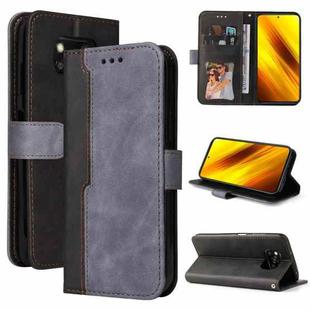 For Xiaomi Poco X3 / X3 Pro / X3 NFC Business Stitching-Color Horizontal Flip PU Leather Case with Holder & Card Slots & Photo Frame(Gray)