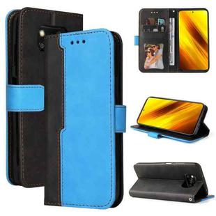 For Xiaomi Poco X3 / X3 Pro / X3 NFC Business Stitching-Color Horizontal Flip PU Leather Case with Holder & Card Slots & Photo Frame(Blue)