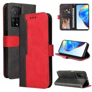 For Xiaomi Mi 10T Pro/Mi 10T 5G/Redmi K30S Business Stitching-Color Horizontal Flip PU Leather Case with Holder & Card Slots & Photo Frame(Red)