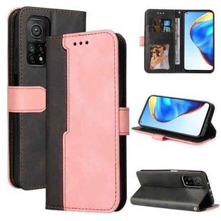 For Xiaomi Mi 10T Pro/Mi 10T 5G/Redmi K30S Business Stitching-Color Horizontal Flip PU Leather Case with Holder & Card Slots & Photo Frame(Pink)