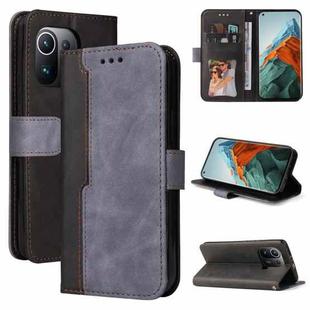 For Xiaomi Mi 11 Pro Business Stitching-Color Horizontal Flip PU Leather Case with Holder & Card Slots & Photo Frame(Gray)