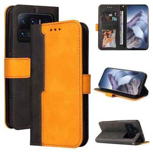 For Xiaomi Mi 11 Ultra Business Stitching-Color Horizontal Flip PU Leather Case with Holder & Card Slots & Photo Frame(Orange)