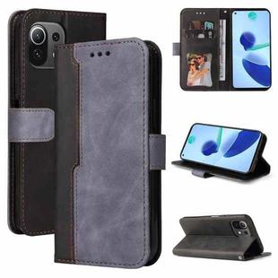 For Xiaomi Mi 11 Lite Business Stitching-Color Horizontal Flip PU Leather Case with Holder & Card Slots & Photo Frame(Gray)