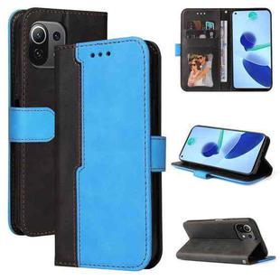 For Xiaomi Mi 11 Lite Business Stitching-Color Horizontal Flip PU Leather Case with Holder & Card Slots & Photo Frame(Blue)