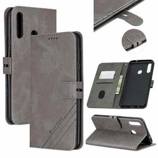 For Samsung Galaxy A10s Stitching Style 2-Color Cow Texture Horizontal Flip PU Leather Case with Holder & Card Slot & Lanyard(Gray)
