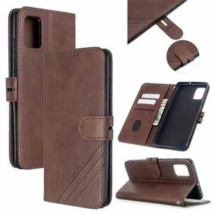 For Samsung Galaxy A31 Stitching Style 2-Color Cow Texture Horizontal Flip PU Leather Case with Holder & Card Slot & Lanyard(Brown)