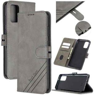 For Samsung Galaxy S20+ Stitching Style 2-Color Cow Texture Horizontal Flip PU Leather Case with Holder & Card Slot & Lanyard(Gray)
