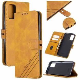 For Samsung Galaxy S20+ Stitching Style 2-Color Cow Texture Horizontal Flip PU Leather Case with Holder & Card Slot & Lanyard(Yellow)