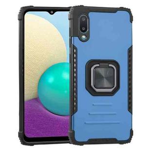 For Samsung Galaxy A02 / M02 Fierce Warrior Series Armor All-inclusive Shockproof Aluminum Alloy + TPU Protective Case with Ring Holder(Blue)