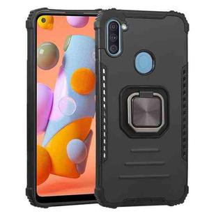 For Samsung Galaxy A11 US Version Fierce Warrior Series Armor All-inclusive Shockproof Aluminum Alloy + TPU Protective Case with Ring Holder(Black)
