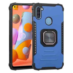 For Samsung Galaxy A11 US Version Fierce Warrior Series Armor All-inclusive Shockproof Aluminum Alloy + TPU Protective Case with Ring Holder(Blue)